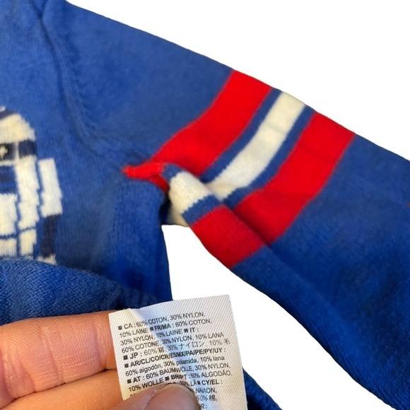 Star Wars GAP Kids Boys' Button Down Cardigan Sweater Size 3 R2D2 Blue Red - Picture 6 of 6